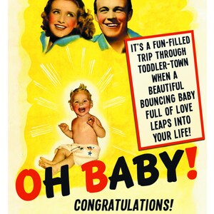 New Baby, movie poster, New Baby Card, 1940s, retro card, Geekery, Alternate Histories, Birth Announcement, Baby image 3