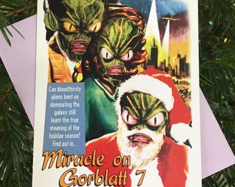 Alien Art, Christmas Cards, Miracle on 34th St, Martians, Holiday, Holiday cards, Alternate Histories, Geekery, Parody, Funny Cards