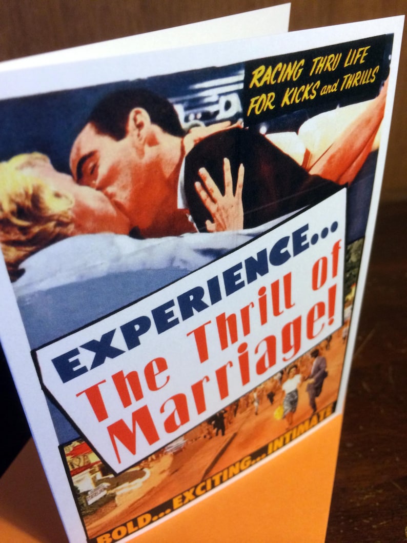 Marriage, Wedding Card, Marriage Card,Thrill, Bold, Retro print, b movie poster, SciFi Art, Wedding Congratulations, Alternate Histories image 2