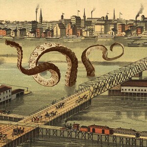 Digital Print, Toledo, Octopus Tentacles, Toledo oh, Monster Art, Alternate Histories, Wall Art, Geekery, toledo ohio, ohio image 2