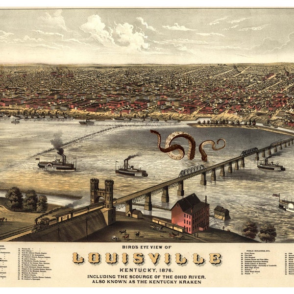 Digital Print, Louisville, Octopus Tentacles, Kentucky, Louisville KY, Cthulhu, Giant Squid, Louisville art, Geekery, Alternate Histories