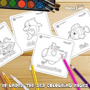 Under the Sea Coloring Pages | Ocean Animals Printable | 18 Preschool & Kindergarten Art Activities | Digital Download