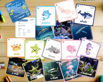 Ocean Animal Flashcards: Bilingual English/Chinese Sea Creatures (Printable Digital Download)