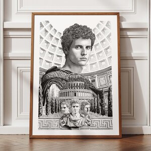 Stampa firmata e numerata - Augusto - Illustrazione di arte romana antica - Edizione limitata su carta fine art