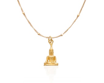 Gold Plated Buddha Pendant Necklace: Sterling Silver Buddhist Jewelry