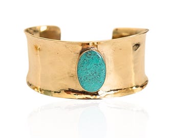 Hammered Turquoise Cuff Bracelet