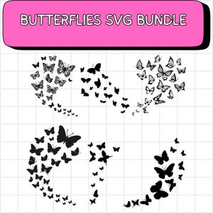 Flying Butterflies Svg bundle| Butterfly Silhouette Design Layout| Butterfly Swarm svg Cut File| Png| Cricut| Clipart| Digital download