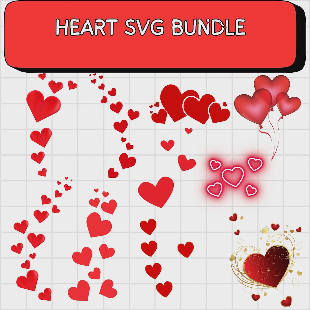 Red Heart SVG Bundle: Valentine's Day Clipart (digital Download - Etsy