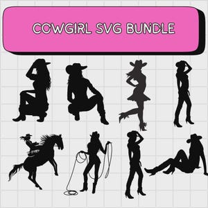 Cowgirl SVG | Western Silhouette | Country Girl PNG | Rodeo Horse Vector | Pony Clipart | Cowgirl Hat SVG | Western Theme Design