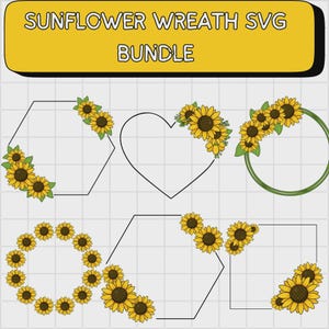 Sunflower wreath clipart\ watercolor floral frames\ Sunflower Frames\ Sunflower SVG Bundle\ Watercolor Sunflower Frame Png\ Digital Download