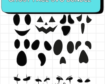 Paquete SVG de cara de fantasma: Archivos de corte de máscara de terror de Halloween (descarga digital)