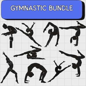 Turnster SVG-bestanden snijden, Turnen silhouet Cricut, Cameo, Instant Download, Tumbling Cheerleading, Dxf-bestanden knippen, Sport Atleet Meisje.