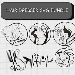 Hairdresser SVGs | Hair Stylist Svg | Salon Clipart | Eps, Ai, PNG, DXF Files | Beautician SVG | Hair Salon Graphics