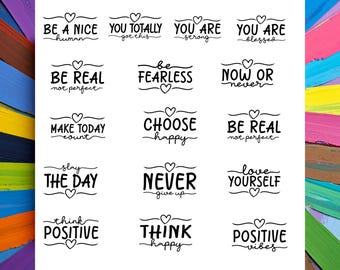 Motivational Quotes Bundle SVG PNG JPG | Positive Quote | Affirmation  Inspirational  Saying | Quotes cut files