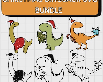 Paquete SVG de dinosaurio navideño, gorro de Papá Noel de T-Rex (descarga digital)
