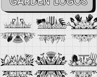 Garden Split Monogram Frame SVG | Farmhouse Logo Clipart (Digital Download)