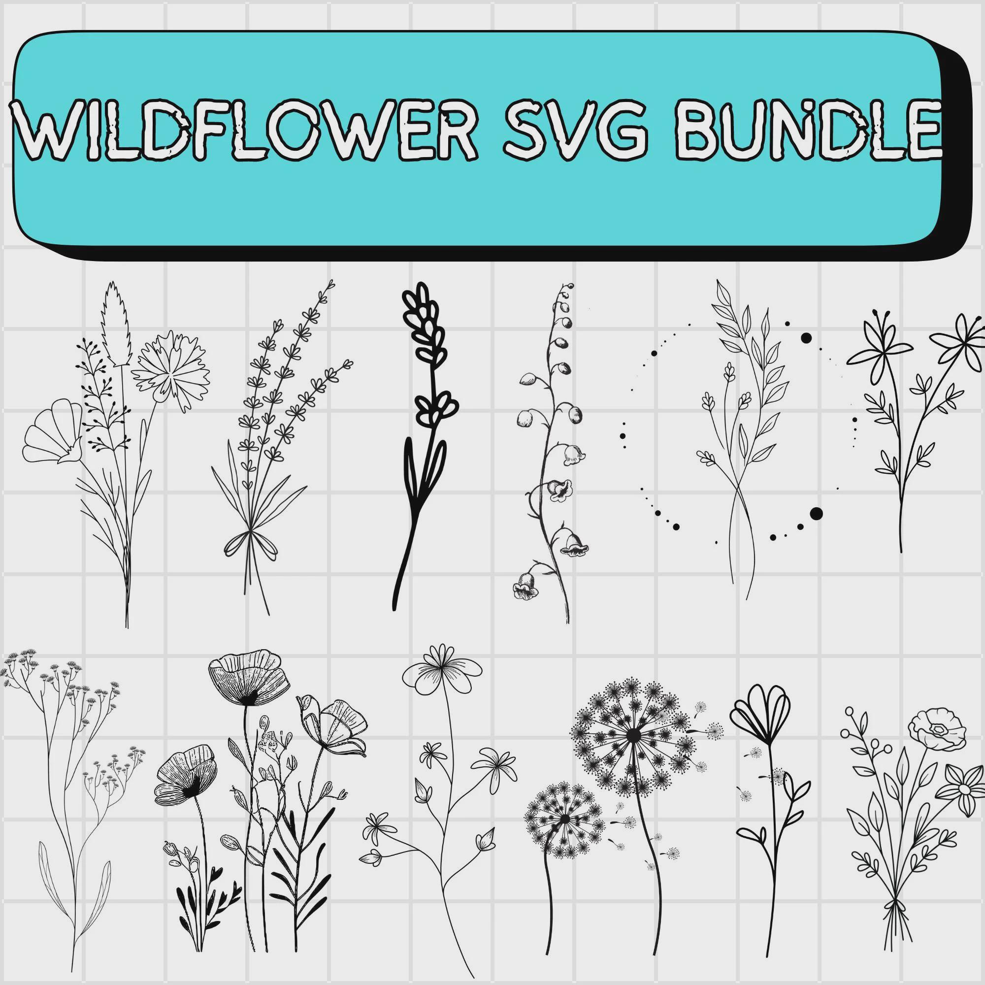 Wildflower Bouquet SVG Bundle | Boho Floral Line Art (digital Download ...