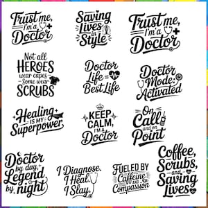 Paquete SVG de citas de médicos / Dichos médicos divertidos / Citas motivacionales de enfermeras y médicos