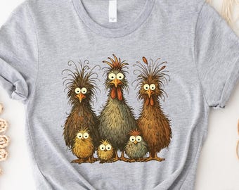 Eagerlys Colorful Funny Chicken Tee, Crazy Chicken Family Shirt, Cute Chicken Shirt, Chicken Lovers Funny Shirt