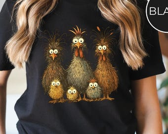Eagerlys Colorful Funny Chicken Tee, Crazy Chicken Family Shirt, Cute Chicken Shirt, Chicken Lovers Funny Shirt