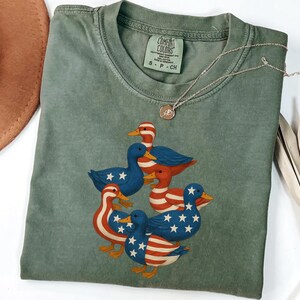 Comfort Color Funny 4th Of July Ducks Shirt, American Goose Tee, Funny for Independence Day Tee, Patriotic USA Tee, Patriotic Goose Shirt