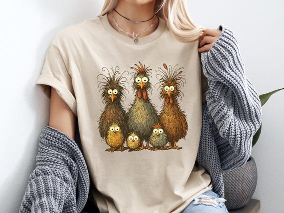 Eagerlys Colorful Funny Chicken Tee, Crazy Chicken Family Shirt, Cute Chicken Shirt, Chicken Lovers Funny Shirt