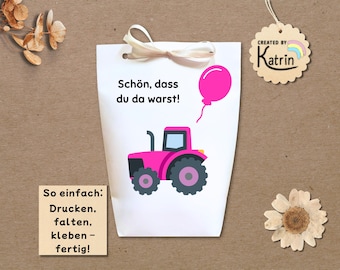 Bauernhof Mitgebseltüte zum Ausdrucken | Traktor Tüte Beutel Tasche Bastelvorlage | Bauernhof Geburtstag Bastelset | A4 PDF Druckvorlage