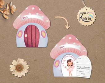 Fairy Invitation Printable | Fairy Birthday Craft Template | Fairy House Mushroom Craft Kit | A4 PDF Printable Template