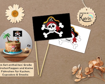 Pirate Invitation Printable | Pirate Birthday Party Craft Template | Pirate Flag Craft Kit | A4 PDF Print Template