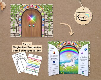 Invitación de unicornio imprimible | Plantilla de manualidades para cumpleaños infantiles | Kit de manualidades de unicornio arcoíris | Plantilla imprimible en PDF A4
