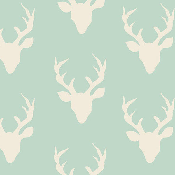 NEW Stretch fabric, KNIT Cotton Fabric, Buck Forest Mint in Knit, Hello Bear, Art Gallery Fabric, Jersey Fabric, Legging fabric