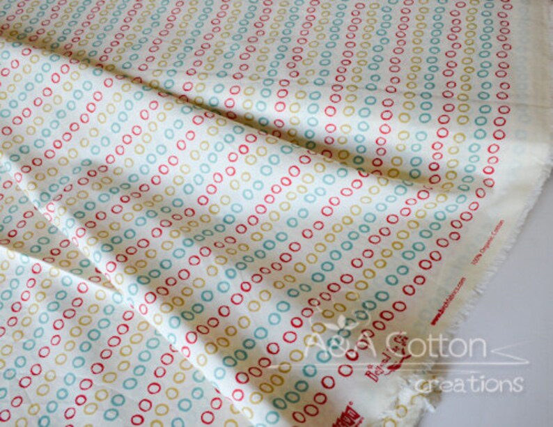 Quilting Weight Bubble Rings Girl print from Beyond the Sea collection Birch fabric ORGANIC Cotton Fabric Certified Organic Cotton