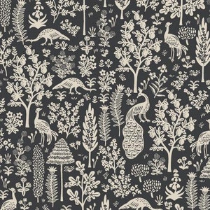 RP708-BK1 Menagerie Silhouette - Black Fabric, Camont Collection, Cotton and Steel, Quilting Weight Cotton