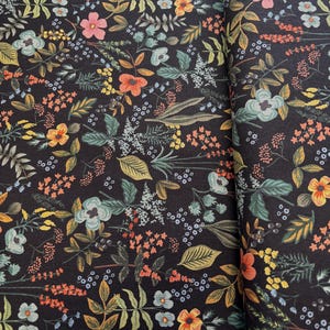 Rifle Paper Co, Herb Garden Midnight CANVAS, Amalfi Collection, Cotton/Linen Blend, Upholstery Fabric,