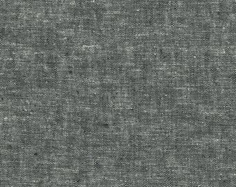 Black 1019 Linen Essex Yarn Dyed fabric, Quilt Backing, Quilting fabric, Apparel Fabric, Linen cotton fabric, Robert Kaufman