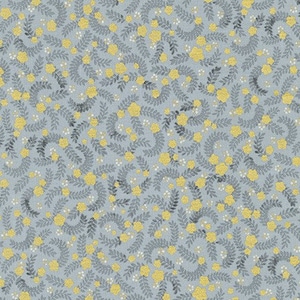 WELM-19503-160 TAUPE from Silverstone Collection, Grey White quilting cotton, Metallic Gold quilt weight fabric, Floral Fabric