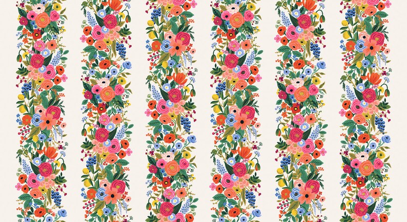 Wildwood-Garden Party Vines-Cream Fabric, Cotton+Steel Rifle Paper Co, Wildwood Collection, Cream Flower Fabric, Apparel Fabric image 3