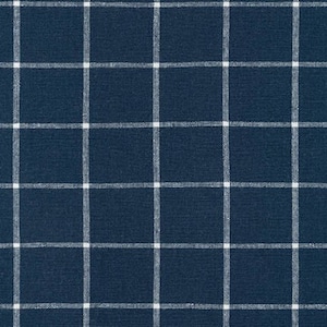 Essex Yarn Dyed Indigo Classic Wovens, 1.5&quot; Blue Plaid  Linen blend, Essex Wovens Plaid Fabric, Linen cotton fabric, apparel fabric