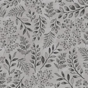 PS103-GR6 Lilac&Sage-Leaves-Graphite Fabric, 100% quilting cotton, quilt weight fabric
