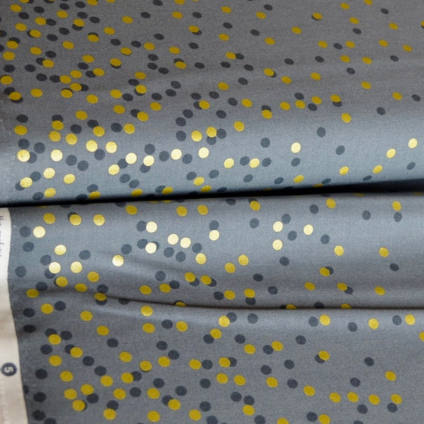 Ombre Confetti fabric, Grey 10807 328M Gold Metallic Fabric, Quilting cotton,Ombre Confetti cotton by Vanessa Christenson