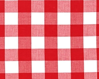 Red 1" Plaid Cotton, Reversible Carolina Gingham, Red Yarn Dyed Fabric, Quilting fabric, Apparel Fabric, Plaid cotton Scarf, Robert Kaufman