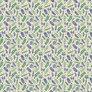 Blue on Ivory Fabric, JM110-BI6 Branching Out, 100% quilting cotton, Winter Dreams Collection, Christmas Cotton+Steel