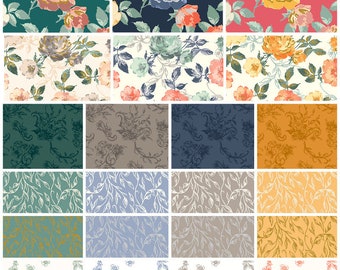 Summer Rose Bundle of 22 prints, 100% fine cotton, quilt weight fabric, Cotton n Steel, floral fabric