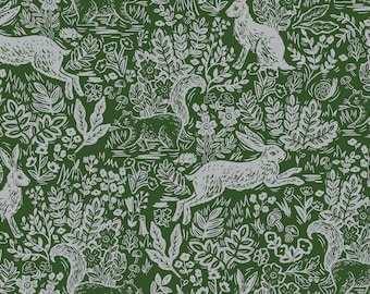 Fable Leaf CANVAS Cotton/ Linen Blend Upholstery Fabric, Wildwood Collection, RP103-LE4C Cotton+Steel Rifle Paper Co