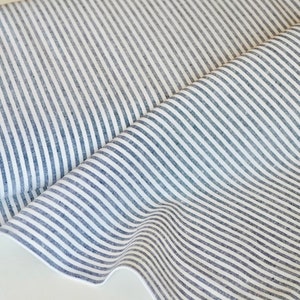 Essex 1/8" Yarn Dyed  Indigo Classic Woven, Dark Navy Striped Linen blend, Essex Woven Striped fabric, Linen cotton fabric