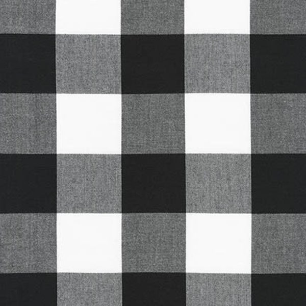 Black 2" Plaid Cotton, Carolina Gingham, Buffalo reversible plaid, Scarf Fabric, Black White fabric, Apparel Fabric, Robert Kaufman