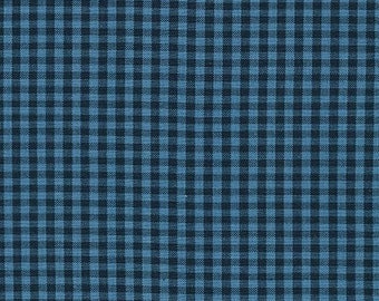 Tissu en coton à carreaux indigo 1/8, motif vichy Caroline, teint en fil par Robert Kaufman