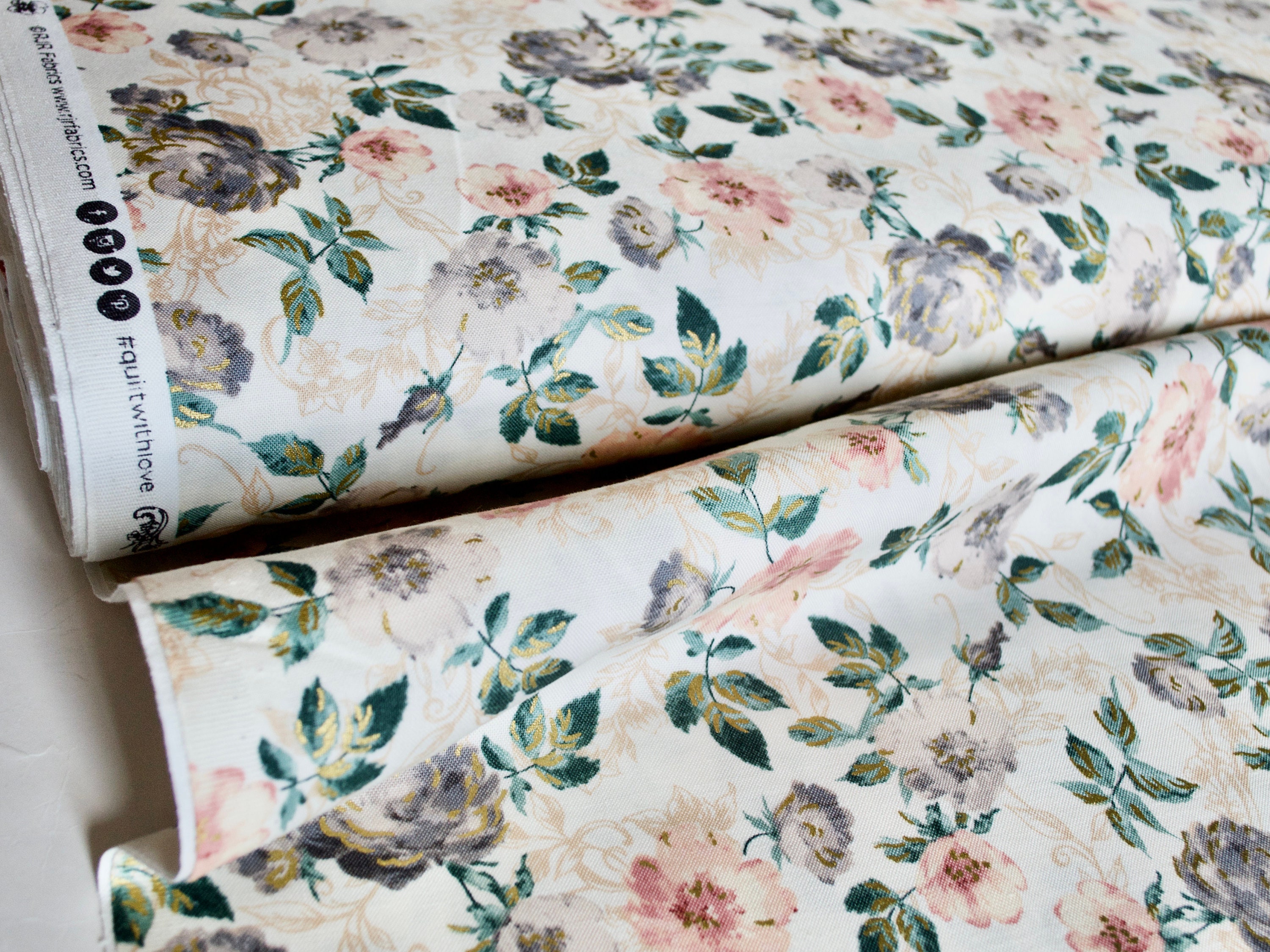 Sold by the Yard Sage Munstead By Punch Studios For RJR Fabrics Summer Rose Ships Today