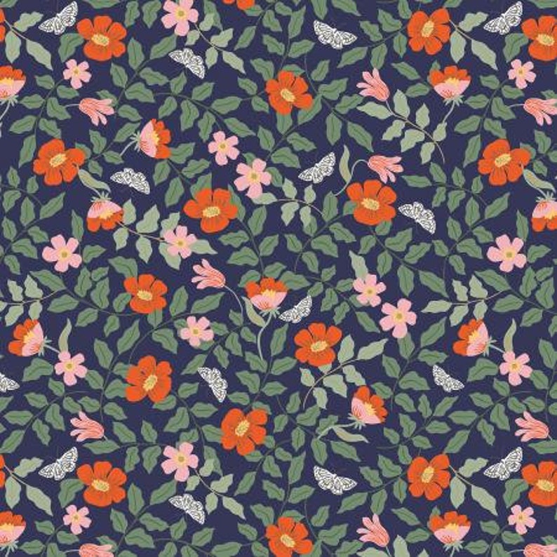 Strawberry Fields Collection RP402-NA1 Primrose Navy Fabric | Etsy
