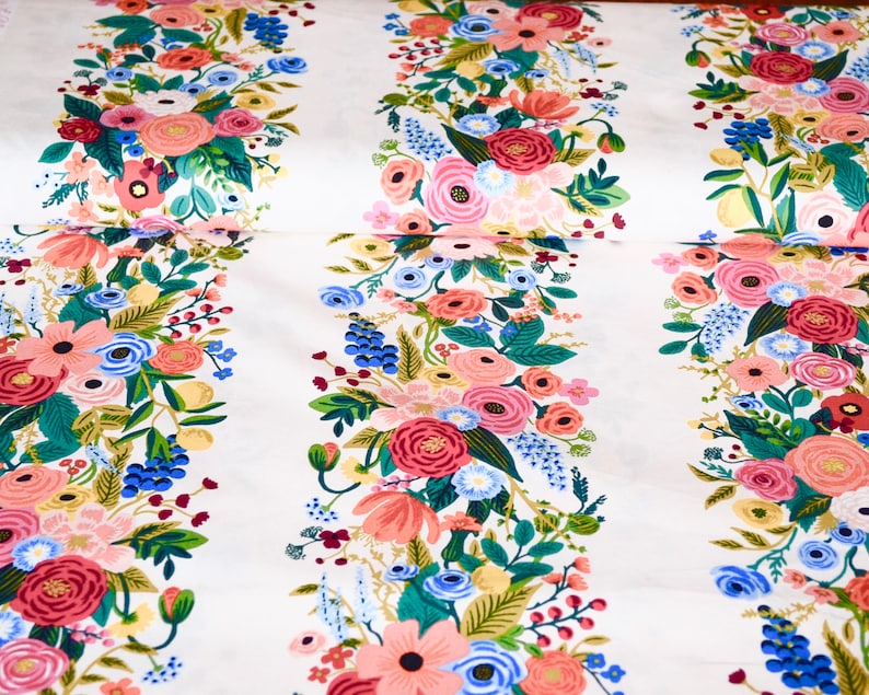 Wildwood-Garden Party Vines-Cream Fabric, Cotton+Steel Rifle Paper Co, Wildwood Collection, Cream Flower Fabric, Apparel Fabric image 2